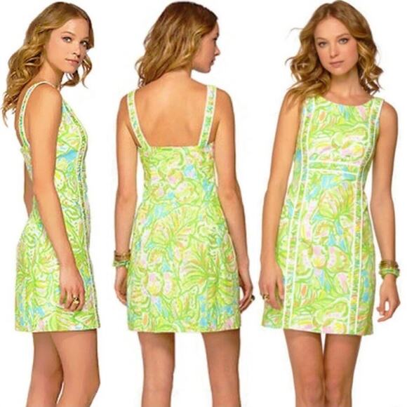 Lilly Pulitzer Dresses & Skirts - Lilly Pulitzer Fryer Elephant Ear Printed Shift Mini Dress Green Womens Size 2